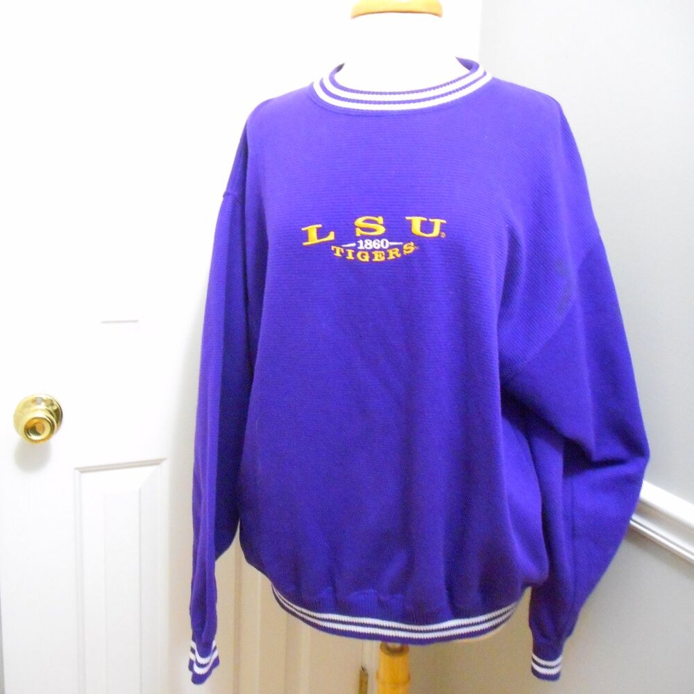 Red Oak LSU Tigers 1860 Embroidered Purple Sweater Women's Sz M Cotton/Poly
